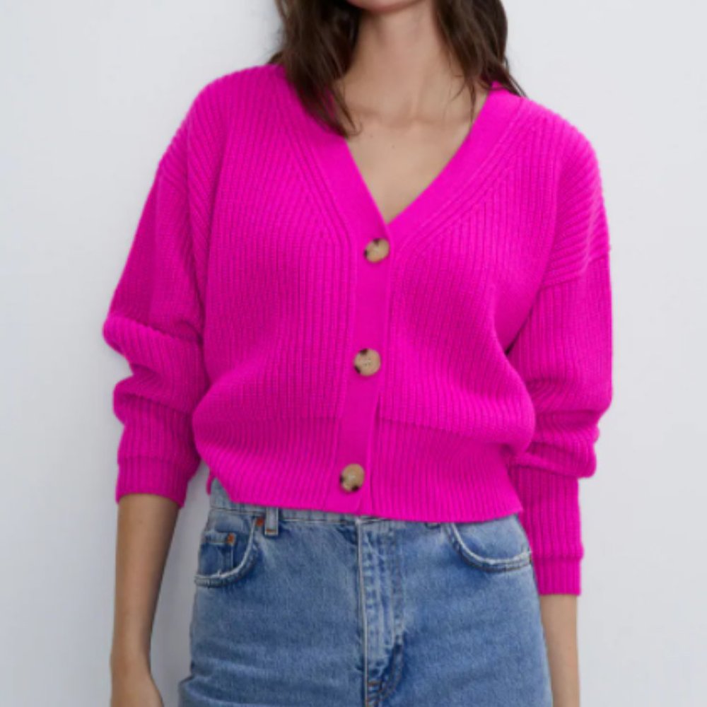 ZARA--KNIT JACKET WITH BUTTONS TRF